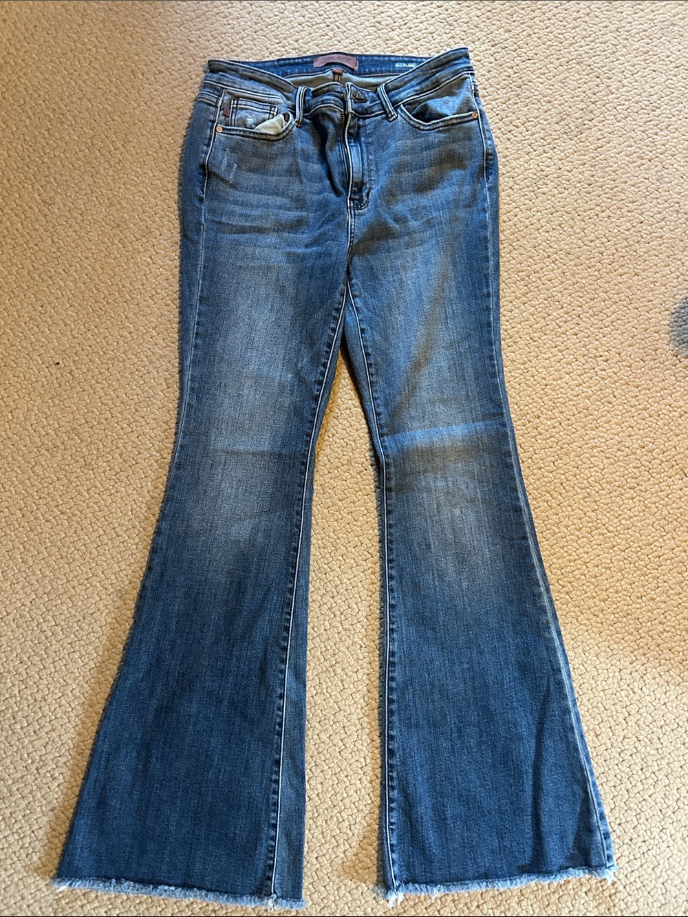 Judy Blue Distressed Dark Wash Flare Jeans